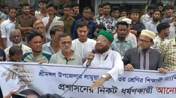 শ্রীমঙ্গলে শিশু ধর্ষণকারীর ফাঁসির দাবিতে মানববন্ধন 